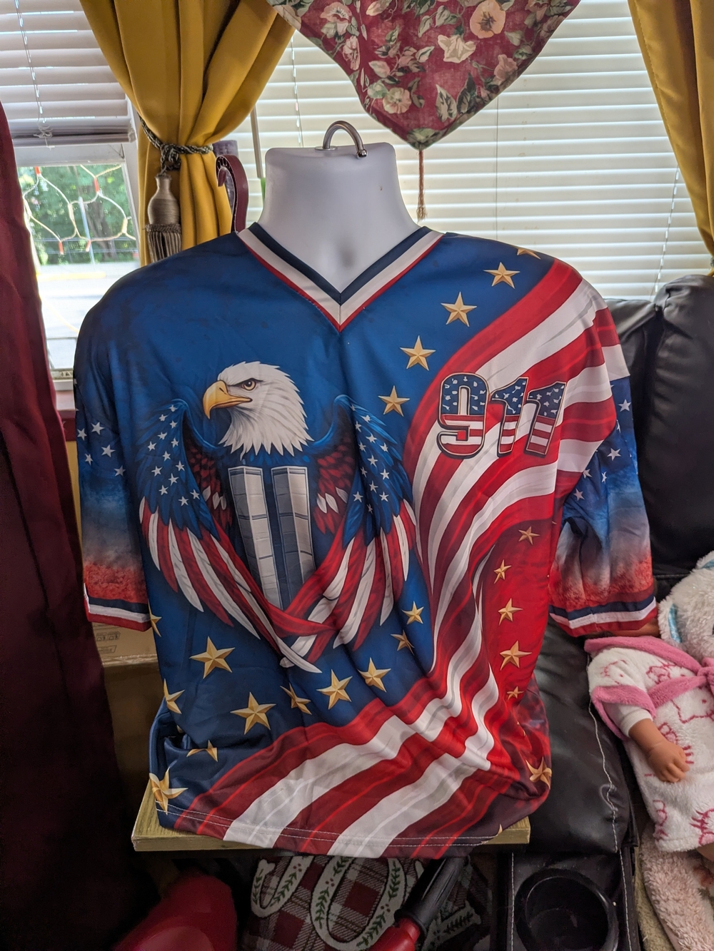 Patriotic 9/11 Eagle Jersey- Blue & Red